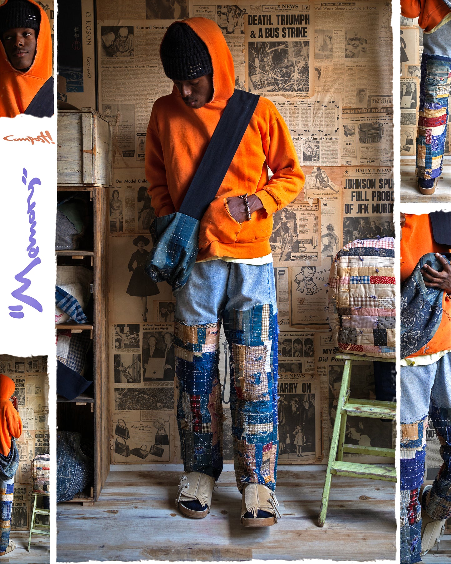 "Memories" Composted Levi's 550 Orange Tab Jeans