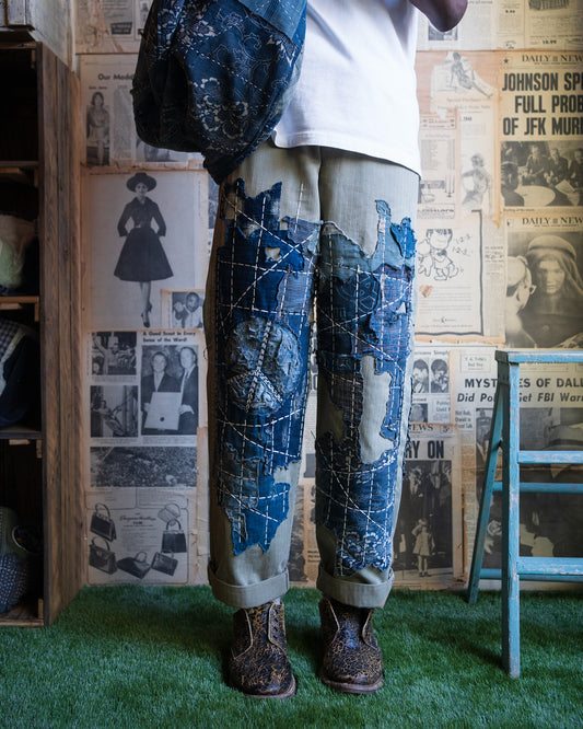 “Green Peace” Composted Orslow P-41 Boro Trouser