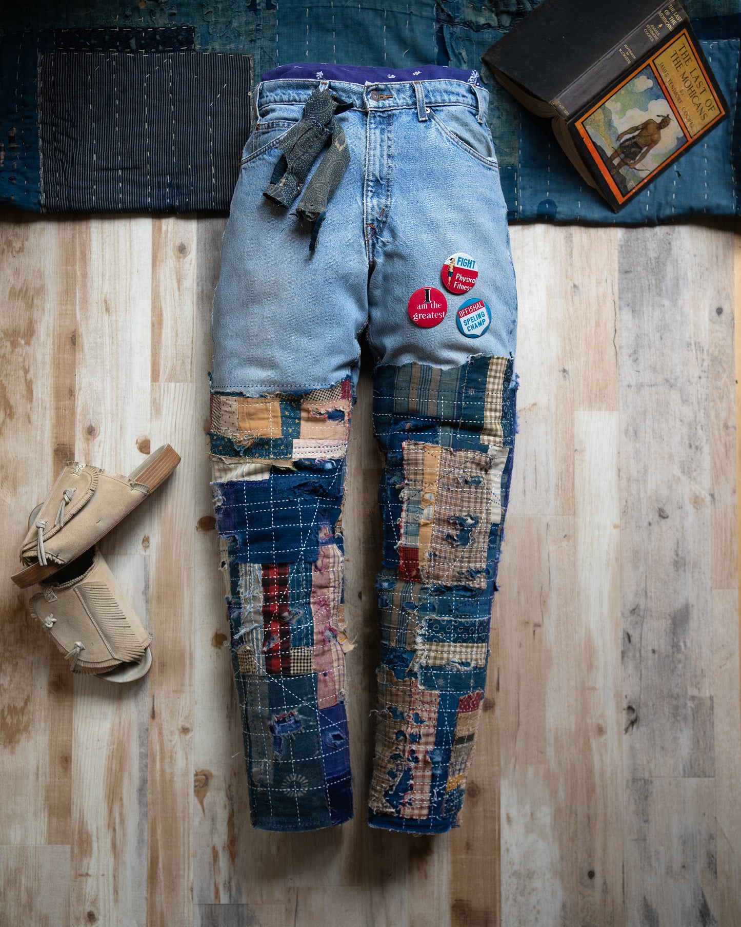 "Memories" Composted Levi's 550 Orange Tab Jeans