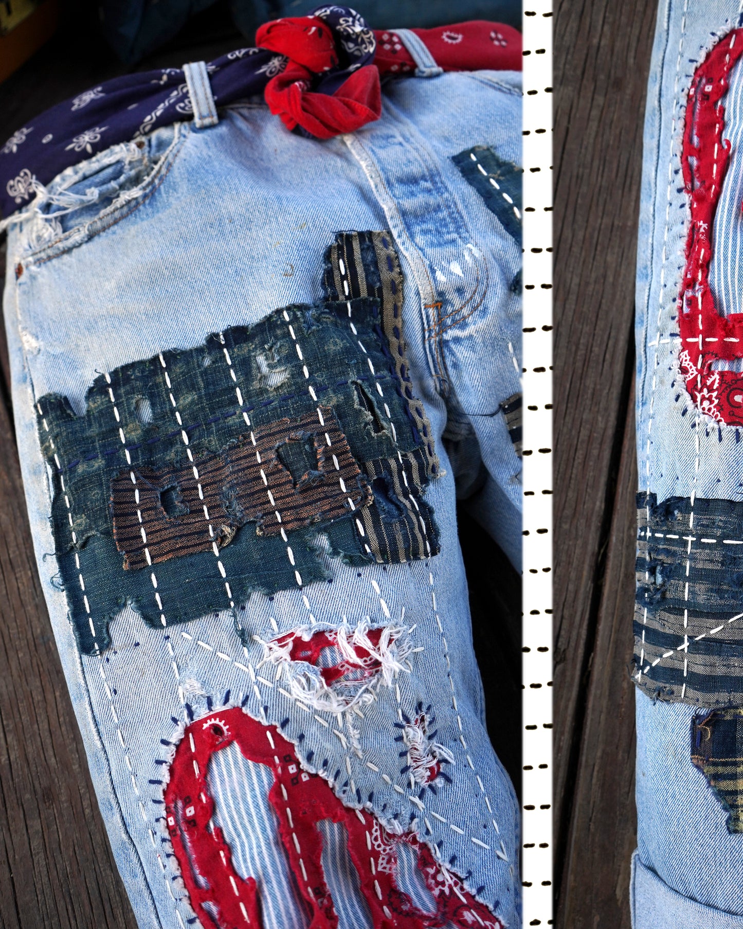 "All that shimmers” Composted Levi's 501 Boro Denim