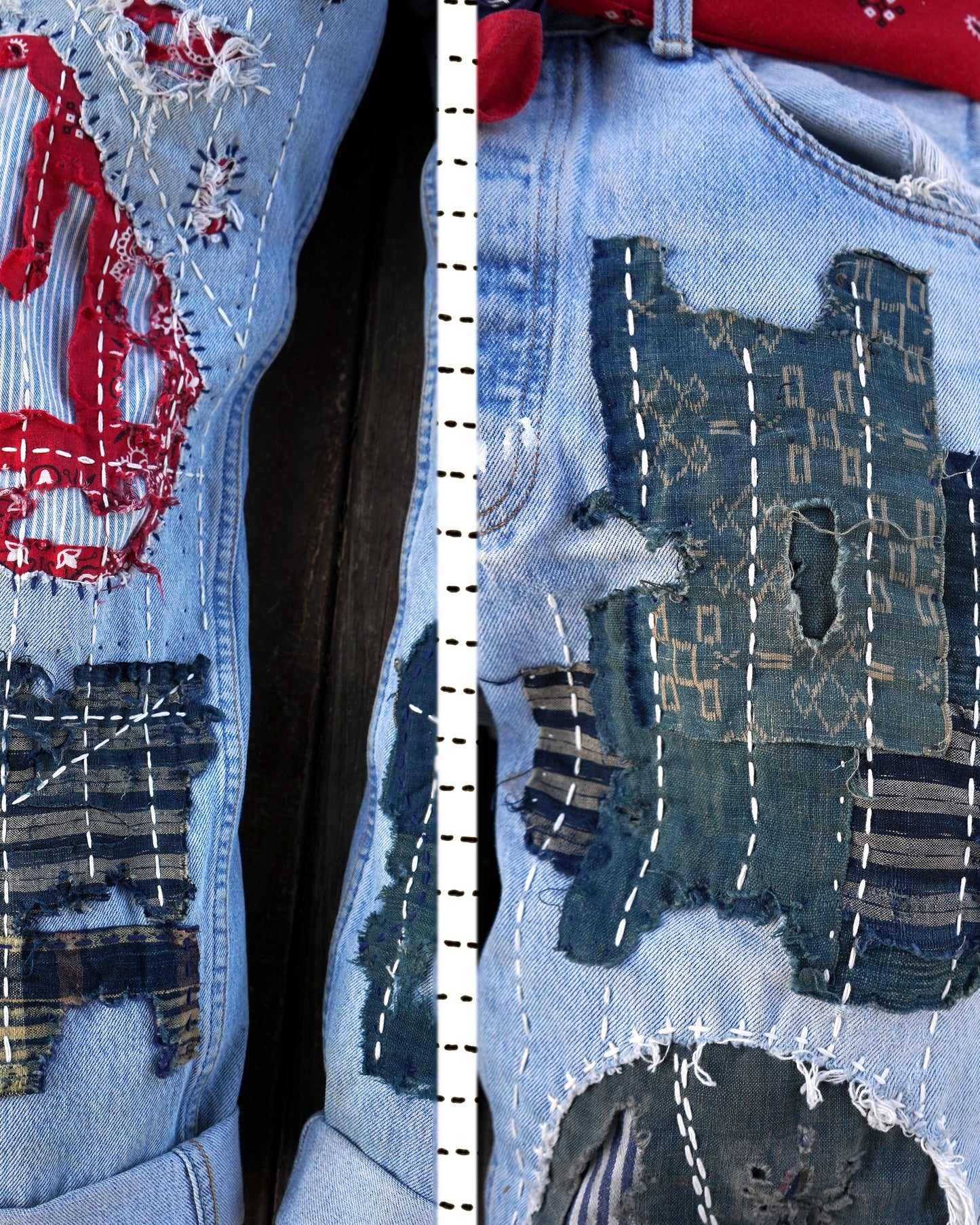 "All that shimmers” Composted Levi's 501 Boro Denim