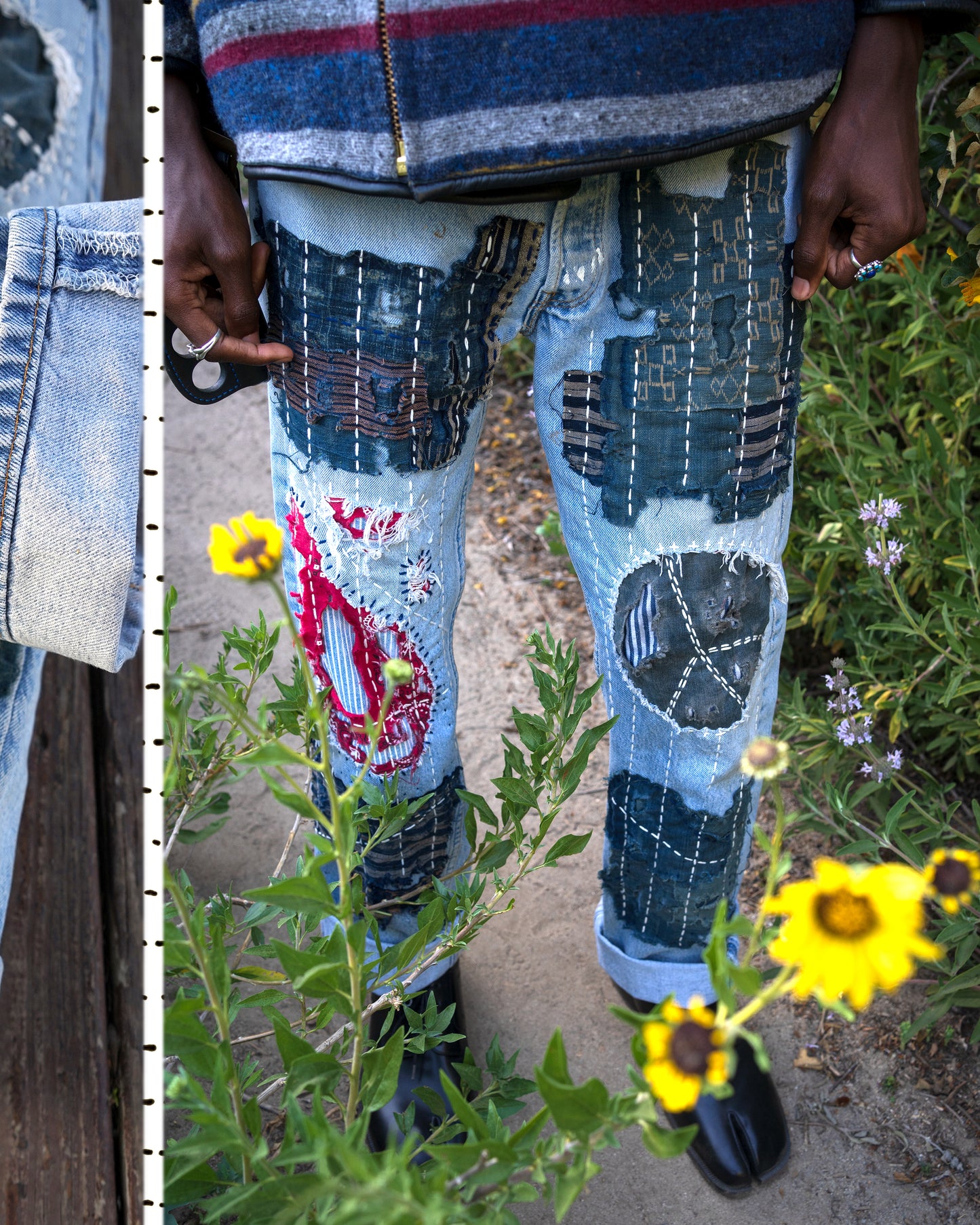 "All that shimmers” Composted Levi's 501 Boro Denim