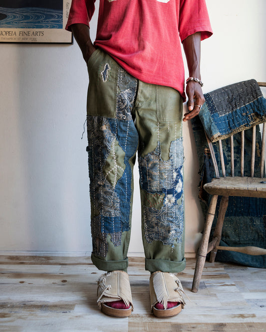 "Kind of Blue" Composted OG-107 Boro Trouser